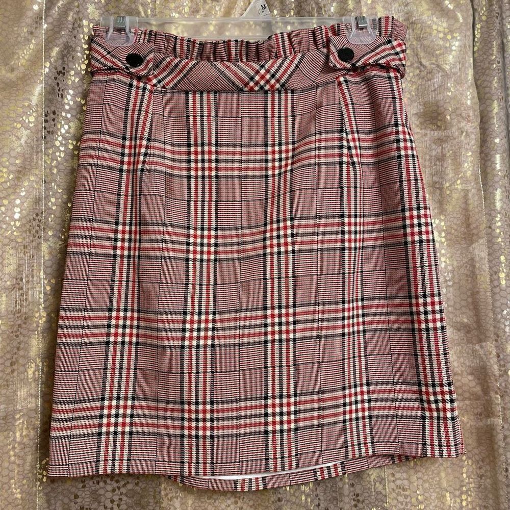 Express Womens Mini Skirt High Waisted A-line Checkered Red Size Small NWT